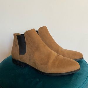 brown faux “suede” chelsea ankle boots